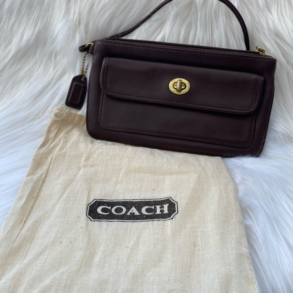 Brown COACH Leather Clutch Wristlet